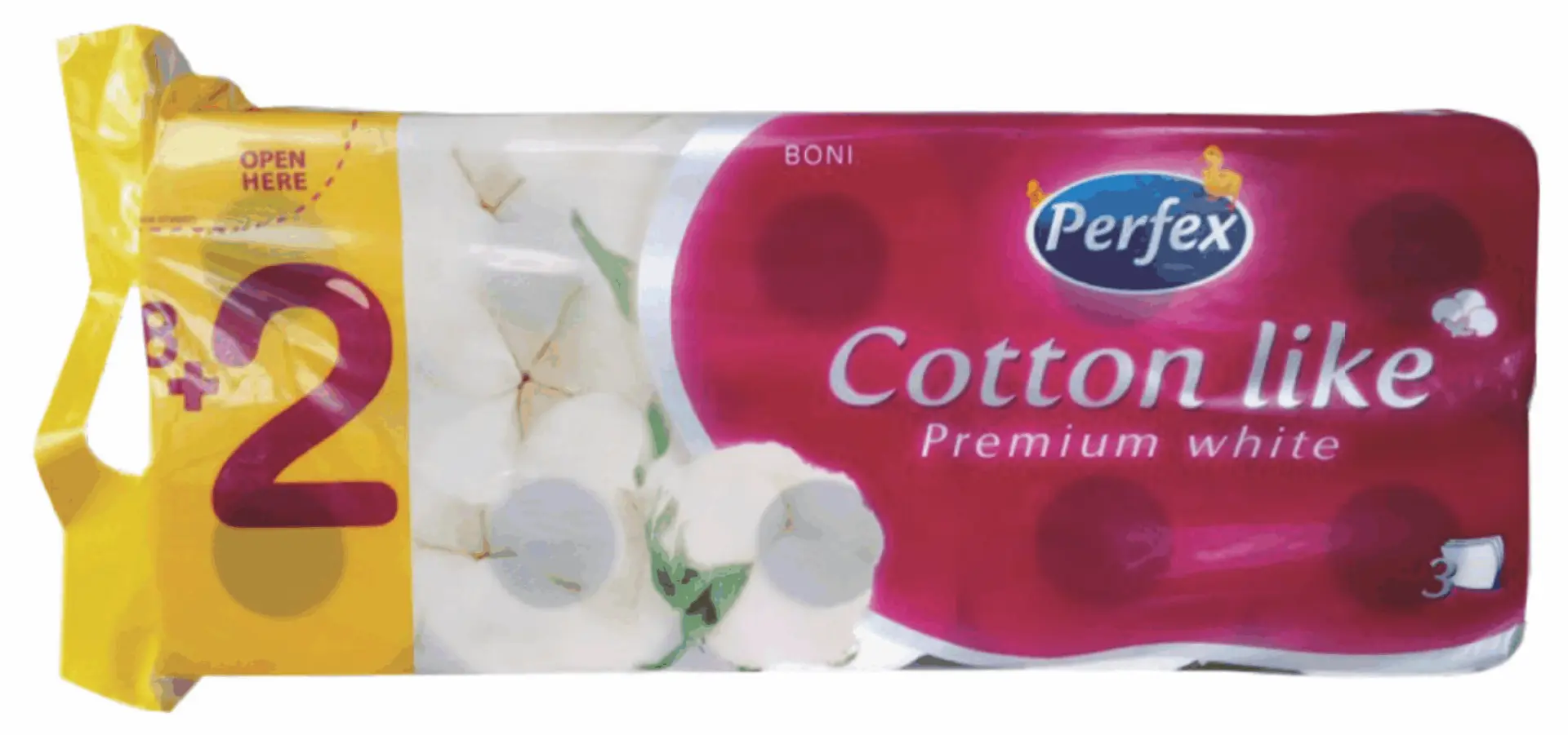 14 – Perfex Baumwoll-Toilettenpapier 8+2, 10 Stück, 3-lagig, weiß